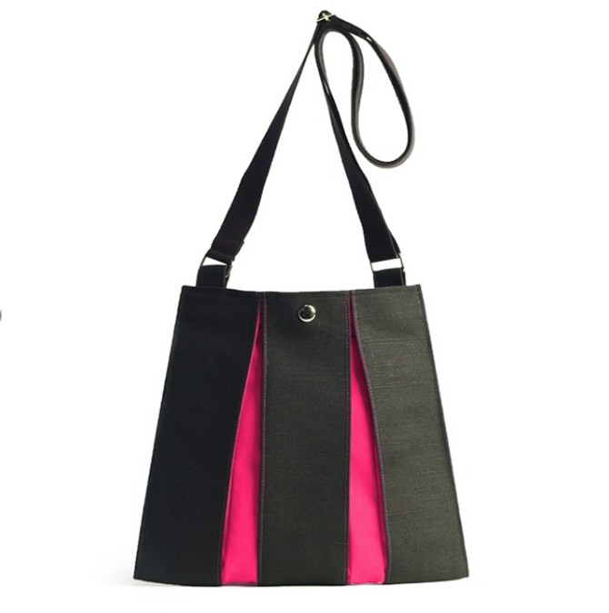 KOSHO ougi Canvas elegant Pochette, Black/Pink