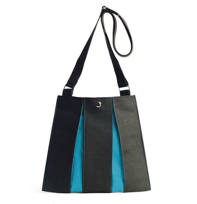 KOSHO ougi Canvas elegant Pochette, Black/Blue