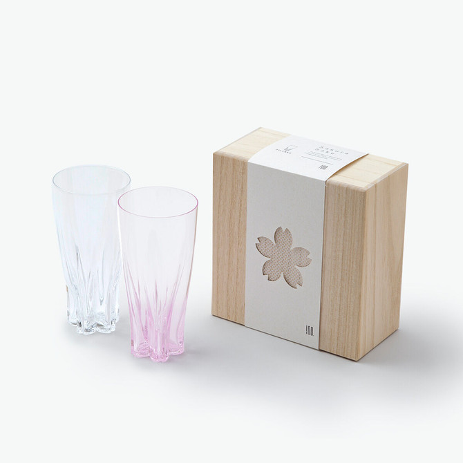 100%Design "SAKURASAKU" Pilsner (clear), 380cc with Paulownia gift box Set