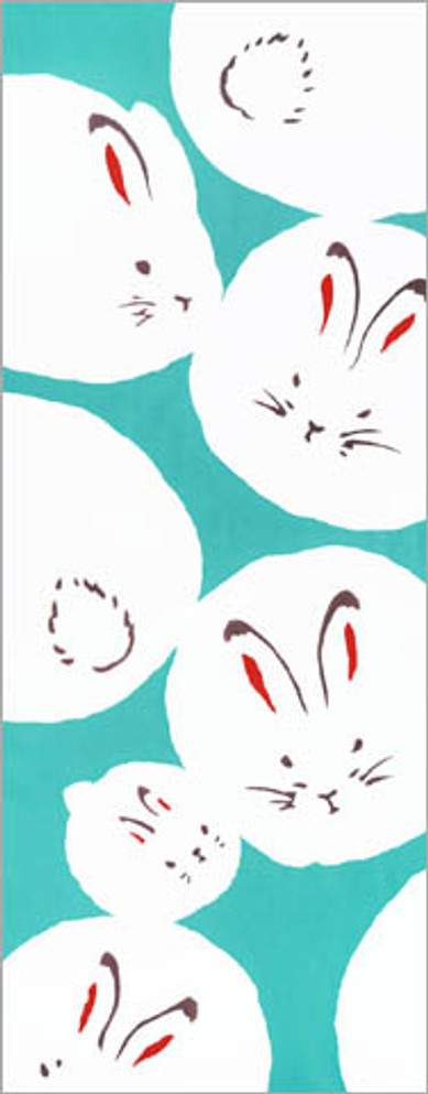 Rienzome Tenugui Cloth with Fluffy Rabbits Pattern (416)