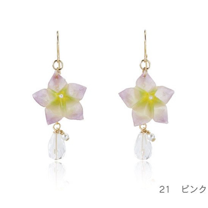 IEDA Mino Washi Handmade Paper Earrings - Campanule (short) Pink