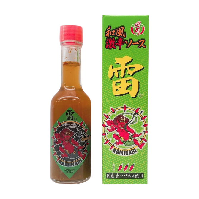 KANZURI Japanese Style Spicy Sauce "Kaminari" Green - Green Habanero (lv.3), 60ml, hot sauce
