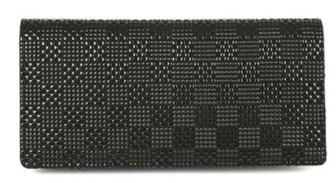 INDENYA Deer Leather Extra Large Card Holder 2529, Checkered Black on Black