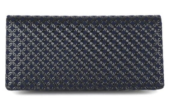 INDENYA Deer Leather Extra Large Card Holder 2529, Ropes Black on Blue