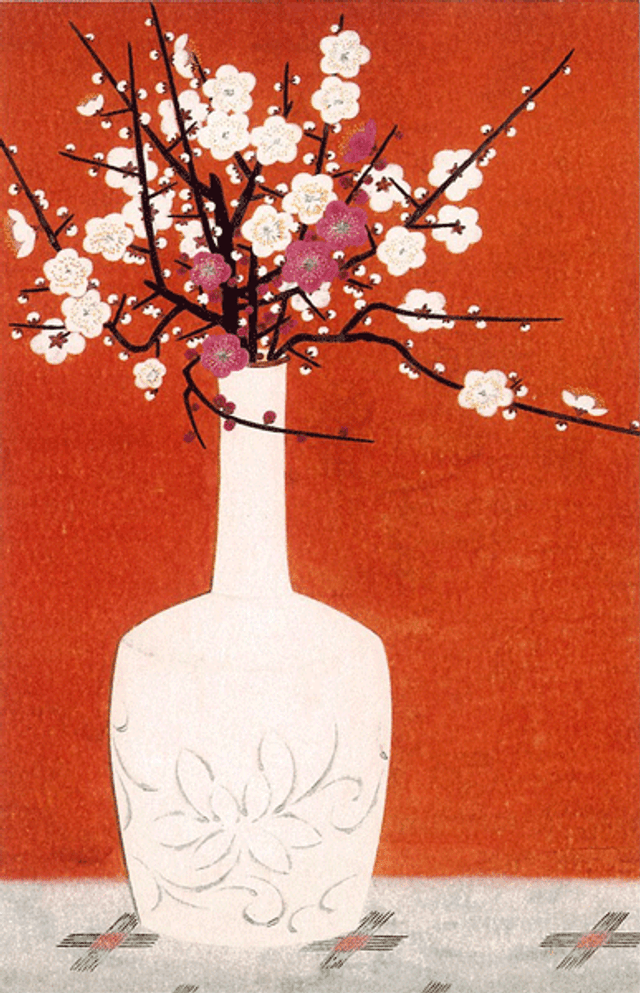 BENRIDO COLLOTYPE Postcard, "Plum Blossoms in a White Vase" BC-042, 10pc