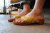 "Monogatari" Unisex Geta, Yellow Chrysanthemums Design (NT-34)