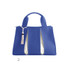 KOSHO ougi Canvas Hand Bag FS with leather tassel, Prussian Blue/Ivory