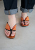 "hitete" heeled Geta, Orange and Black Thong (KC-27)