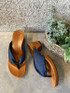 "hitete" heeled Geta, Blue and Black Thong (KC-28)