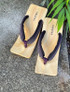 "SHIKIBU" Hinoki Wedge Geta, Purple Kokura Stripes - Collaboration Design (SH-17)