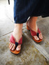 MIZUTORI hitete Geta Red Checkered with Navy thong (KT-48)