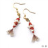 Mino Washi Handmade Paper Earrings - Japanese Koi Carp, RED