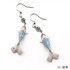 Mino Washi Handmade Paper Earrings - Japanese Koi Carp, Blue Waves