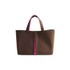 KOSHO ougi pleats Wide Canvas Tote Bag YM, Brown/Magenta