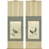 BENRIDO COLLOTYPE Double Hanging Scroll "Ogata K??rin Roosters"