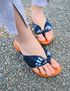 "hitete" heeled Geta,  "m2" Blue Indigo Dye design (KTC-05)