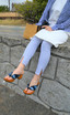 "hitete" heeled Geta,  "m2" Blue Indigo Dye design (KTC-05)