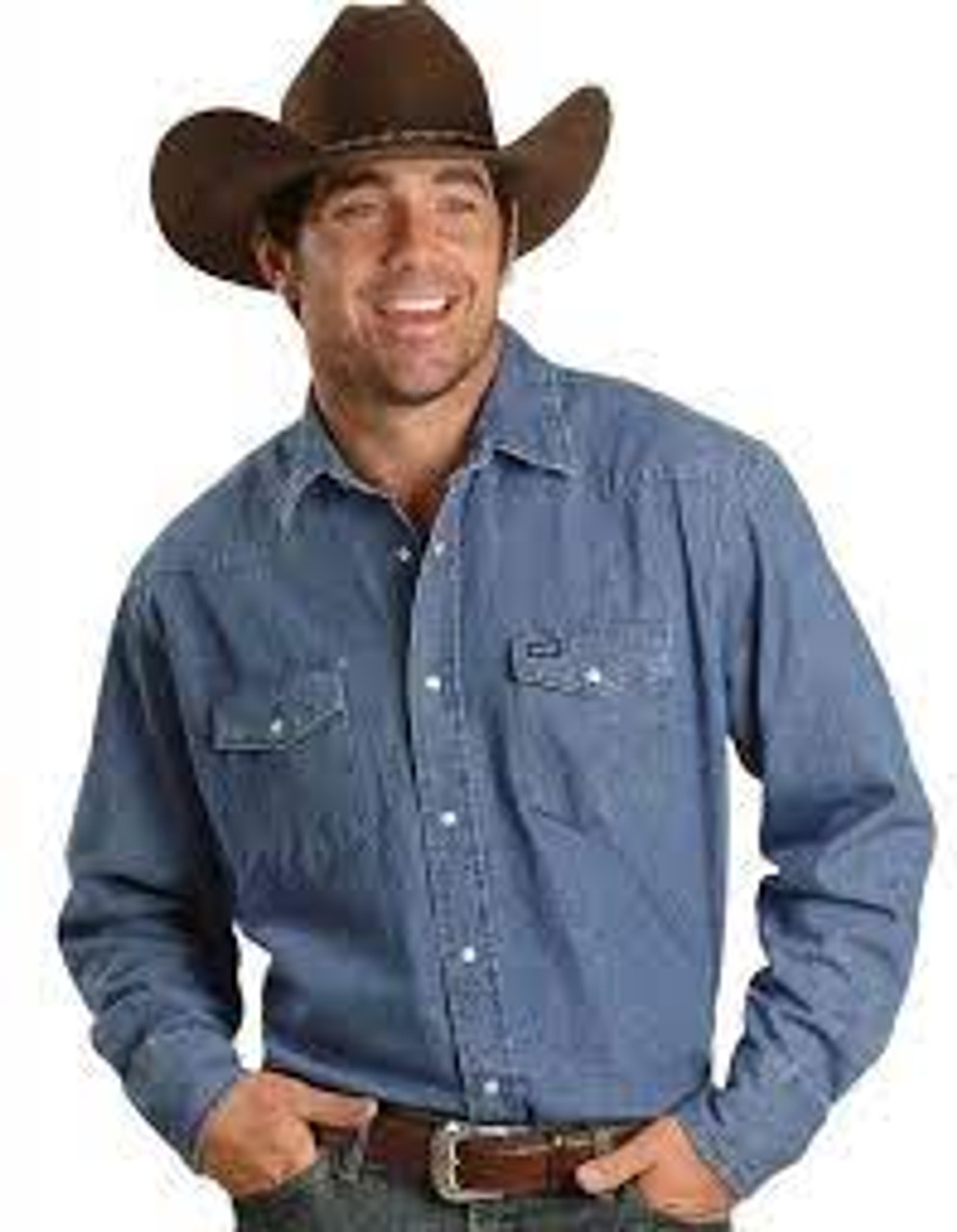 Wrangler Mens Cowboy Cut Long Sleeve Western Denim Snap Work Shirt -  Kimberley Country Department Store