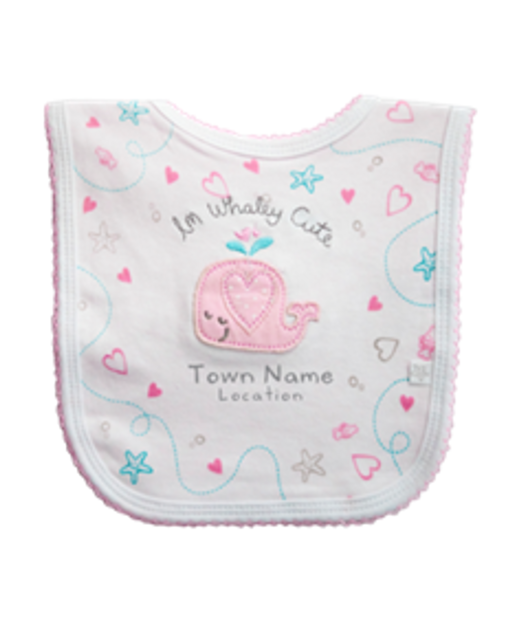 ON SALE Earth Nymph Baby Bib White with Pink Whale - Kimberley