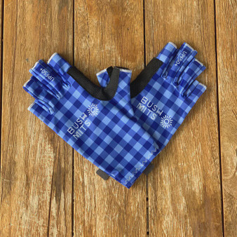 Bush Mits Hamilton's Blue Gingham UPF 50+ Sun Protection Gloves