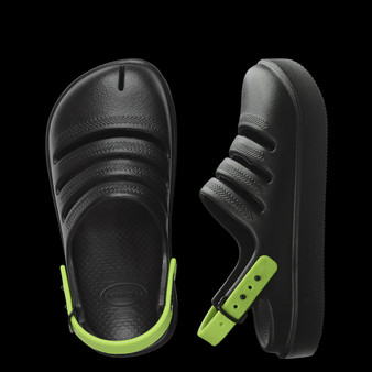 ON SALE Havaianas Kids Clog - Black/Lemon Green