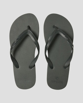 Rip Curl Men's Brand Logo Bloom Open Toe Thongs - Black