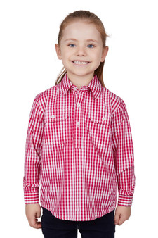 Hard Slog Girls Dana H/Plkt LS Shirt - Pink