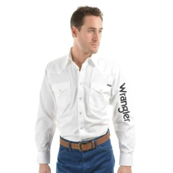 Wrangler Men's Logo L/S Rodeo Drill Shirt