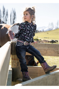 Pure Western  Girls Anjelica Slim Leg Jean - Indigo