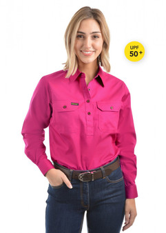 Hard Slog Women's Workshirt Light Weight - Fuchsia