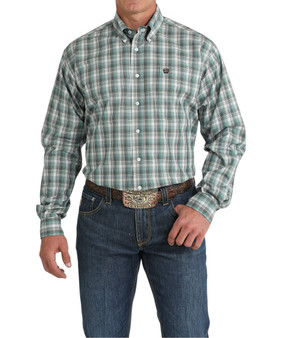 Cinch Men's "Green/Black/White Checked" LS Shirt