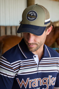 Wrangler "Merlin" Trucker Cap - Tan/Navy