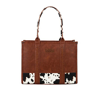 Wrangler Women's Cow Print Tote Bag - Dark Tan