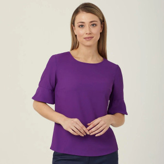 NNT Women's Fluted Sleeve Top - Purple