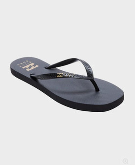 Billabong Women's Fiji Square Toe Thongs - Black/ Gold