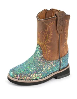 ON SALE Pure Western Childern Sadie Boot - Blue Glitter/ Brown