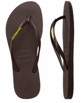 Havaianas Slim Rubber  Female Logo Brown/ Green