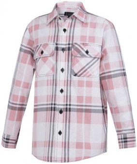 Pilbara Collection Women's Open Front Flannelette Shirt - Pink/ Taupe/ White