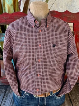 Cinch Men's L/S Button Down Western Print Shirt - Pink
