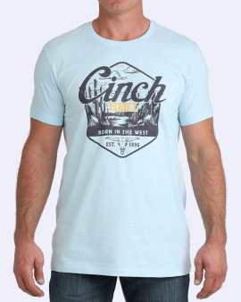 Cinch Mens Born In The West Graphic Tee - Light Blue