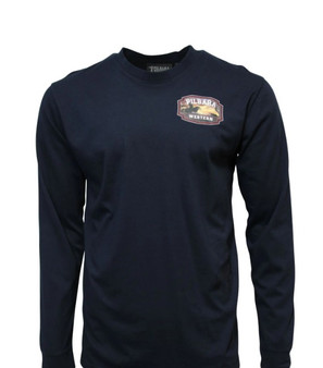 Pilbara Mens Rope Riding L/S T-Shirt - Navy