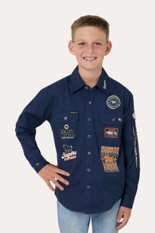 Ringers Western Boys Freehand  Full Button L/S Work Shirt - Navy