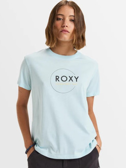 ON SALE Roxy Women's "Ocean Road II" Tee - Cooling Spray (Light Blue)