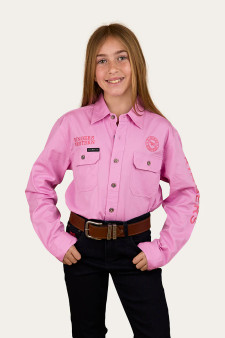 Ringers Western  Jackaroo Kids Full Button  Printed Work Shirt - Pastel Pink