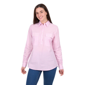 Hard Slog WomensClara 1/2 PLKT Long Sleeve Shirt - Pink
