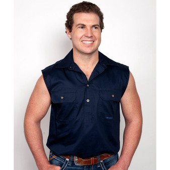 Just Country Jack Sleeveless Work Shirt Navy