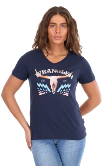 Wrangler Womens Lana V-Neck S/S Tee - Navy
