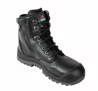 Black High Leg ZipSider Boot w/ Scuff Cap