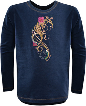 ON SALE Thomas Cook Girls Lucky Horse L/S Top - Dark Blue Melange