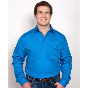 Just Country Cameron Mens Work Shirt - Blue Jewel